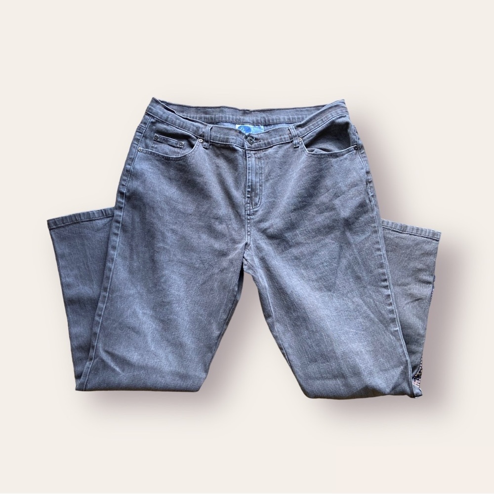 DG2 Diane Gilman Light Faded Straight Cut Embellished Jeans